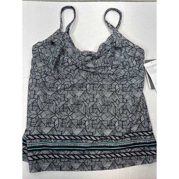 Athleta Other - Athleta Laguna Twister Tankini Top Black White Geometric UPF 50 Size 36 B/C NWT